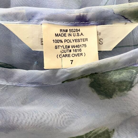 Vintage Whimsygoth Light Blue Sheer Mesh Rose Floral Maxi Dress S - Picture 7 of 8